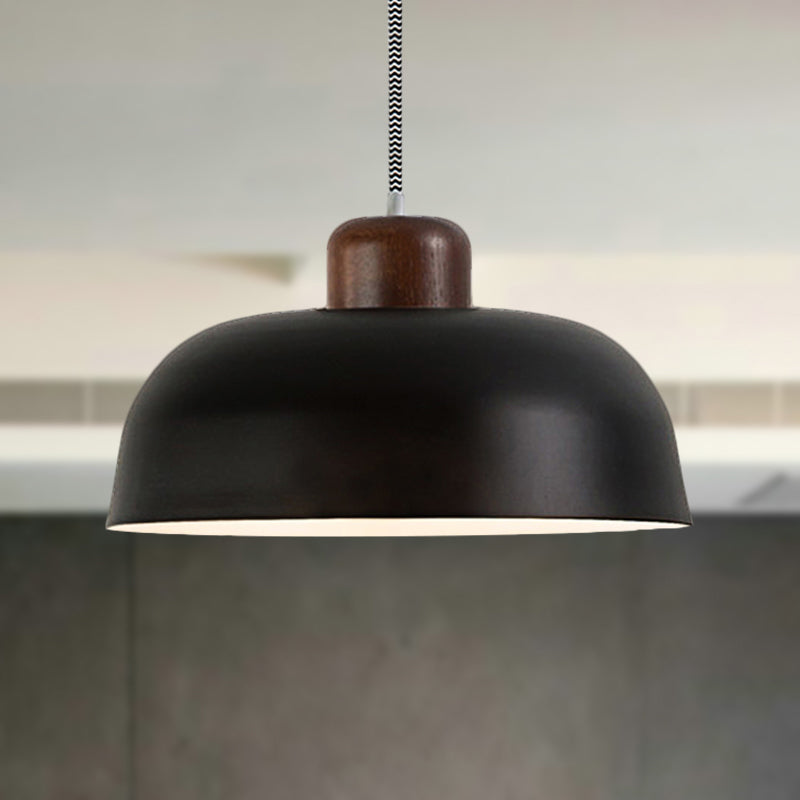 Vintage Style Metallic Pendant Lamp for Dining Table Ceiling, with 12"/15" W Bowl Shade, 1 Light in Brown/Black