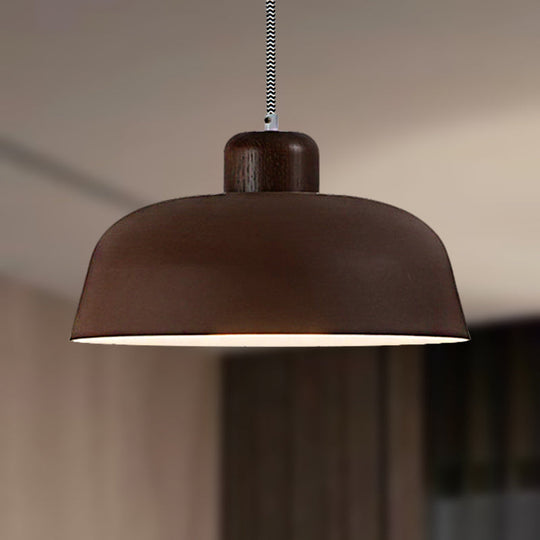 Vintage Style Metallic Pendant Lamp for Dining Table Ceiling, with 12"/15" W Bowl Shade, 1 Light in Brown/Black