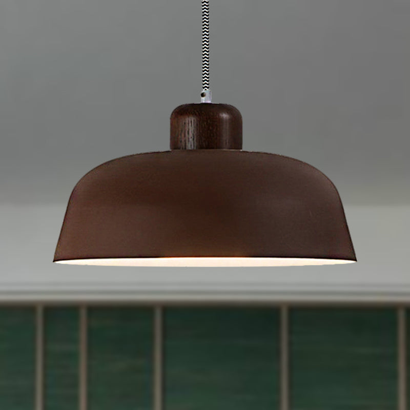 Vintage Style Metallic Pendant Lamp for Dining Table Ceiling, with 12"/15" W Bowl Shade, 1 Light in Brown/Black