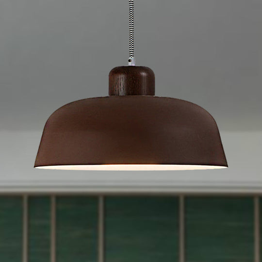 Vintage Style Metallic Pendant Lamp 12/15 W Bowl Shade Ceiling Hanging Light For Dining Table 1