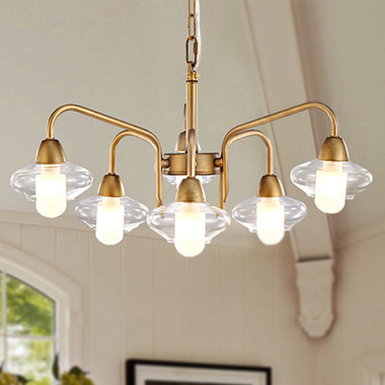 Frosted Glass Chandelier - Modern 6-Light Pendant Lighting For Dining Room Brass