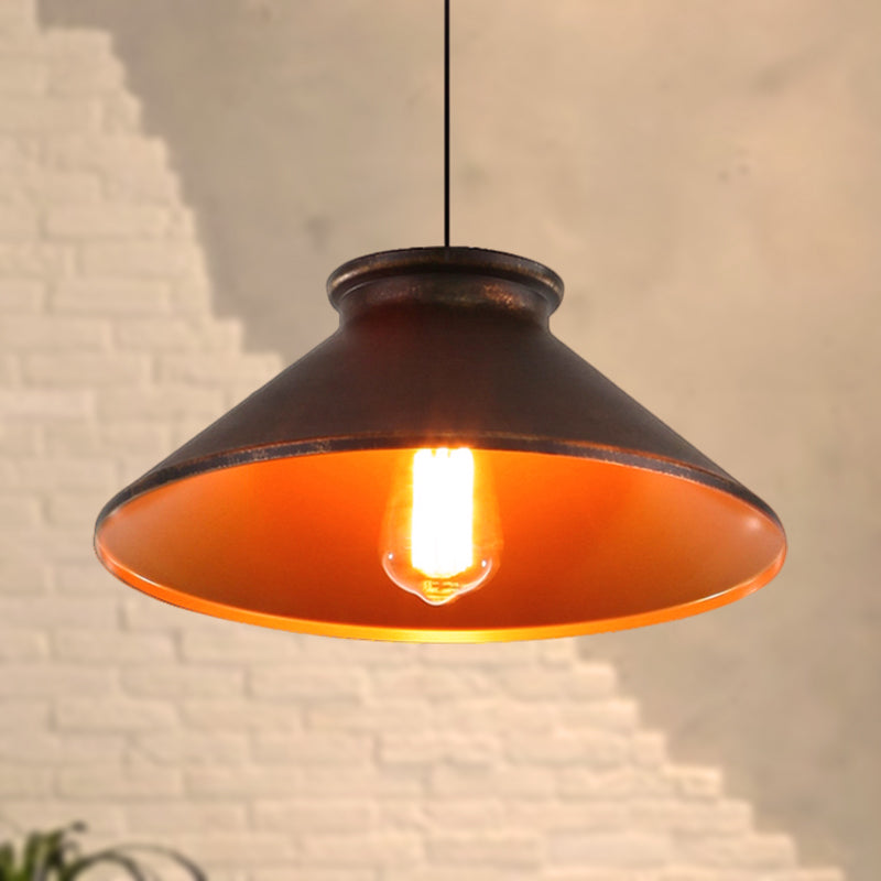 Vintage Style Pendant Light with Metal Shade | 1 Bulb Suspension Lighting for Dining Room in Black/White/Bronze