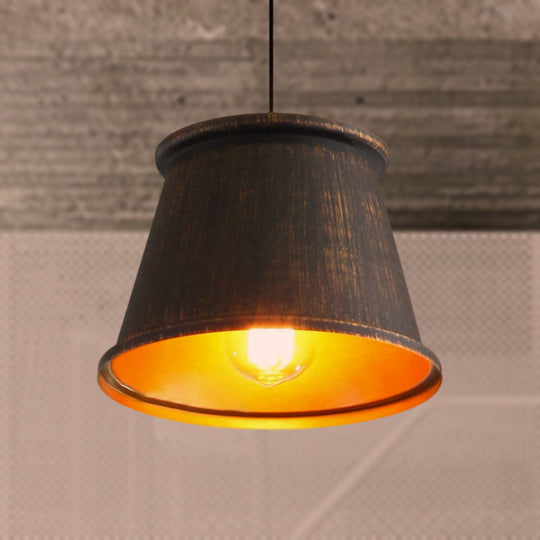 Vintage Style Pendant Light With Metallic Tapered Shade - 1 Bulb Suspension For Dining Room In