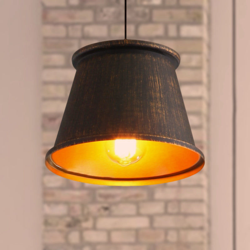 Vintage Style Pendant Light With Metallic Tapered Shade - 1 Bulb Suspension For Dining Room In