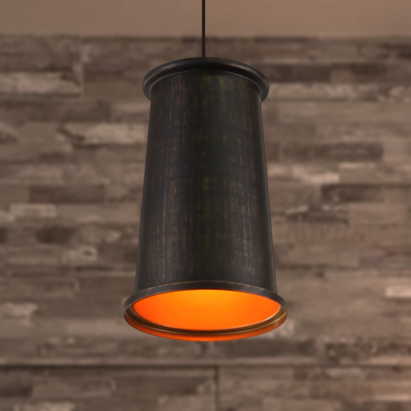 Vintage Style Pendant Light With Metallic Tapered Shade - 1 Bulb Suspension For Dining Room In