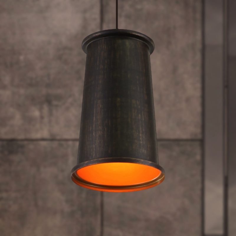 Vintage Style Pendant Light With Metallic Tapered Shade - 1 Bulb Suspension For Dining Room In