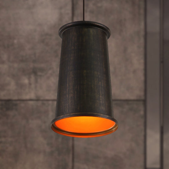 Vintage Style Pendant Light With Metallic Tapered Shade - 1 Bulb Suspension For Dining Room In