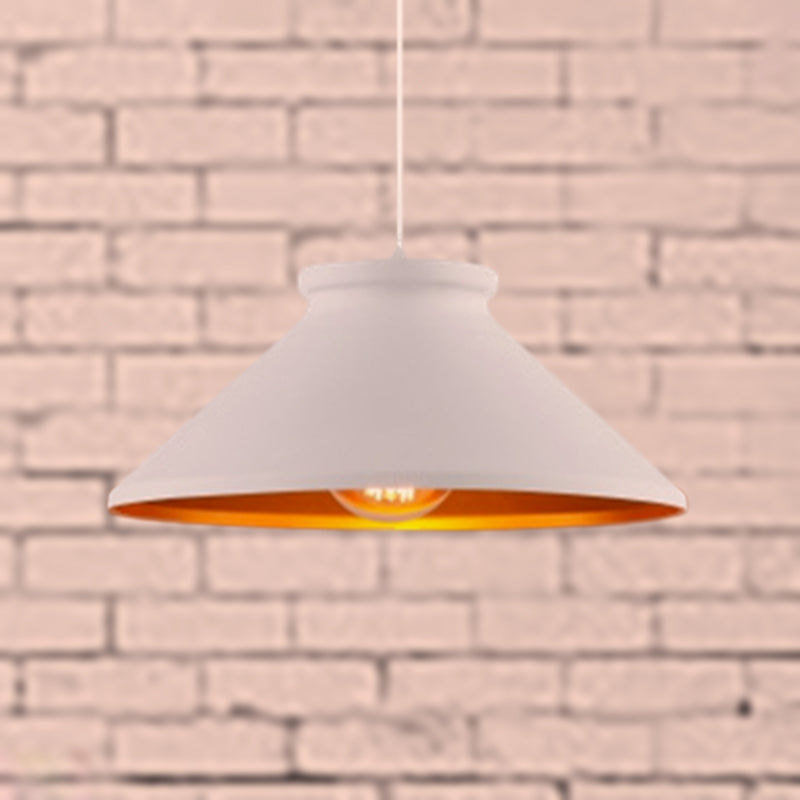 Vintage Style Pendant Light With Metallic Tapered Shade - 1 Bulb Suspension For Dining Room In