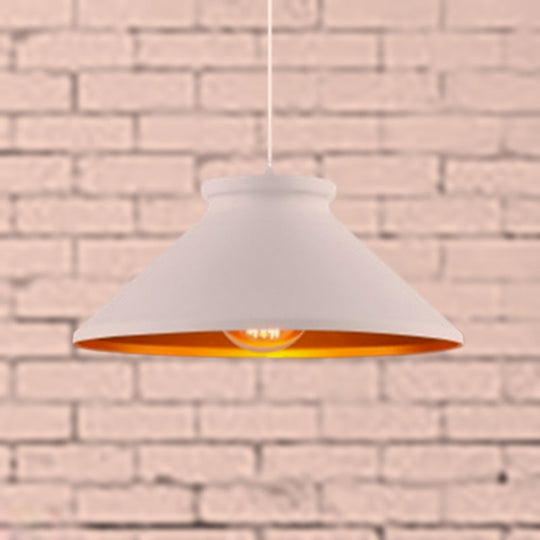 Vintage Style Pendant Light With Metallic Tapered Shade - 1 Bulb Suspension For Dining Room In