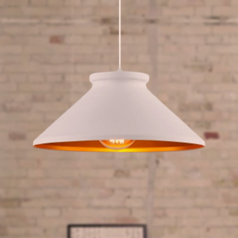 Vintage Style Pendant Light With Metallic Tapered Shade - 1 Bulb Suspension For Dining Room In