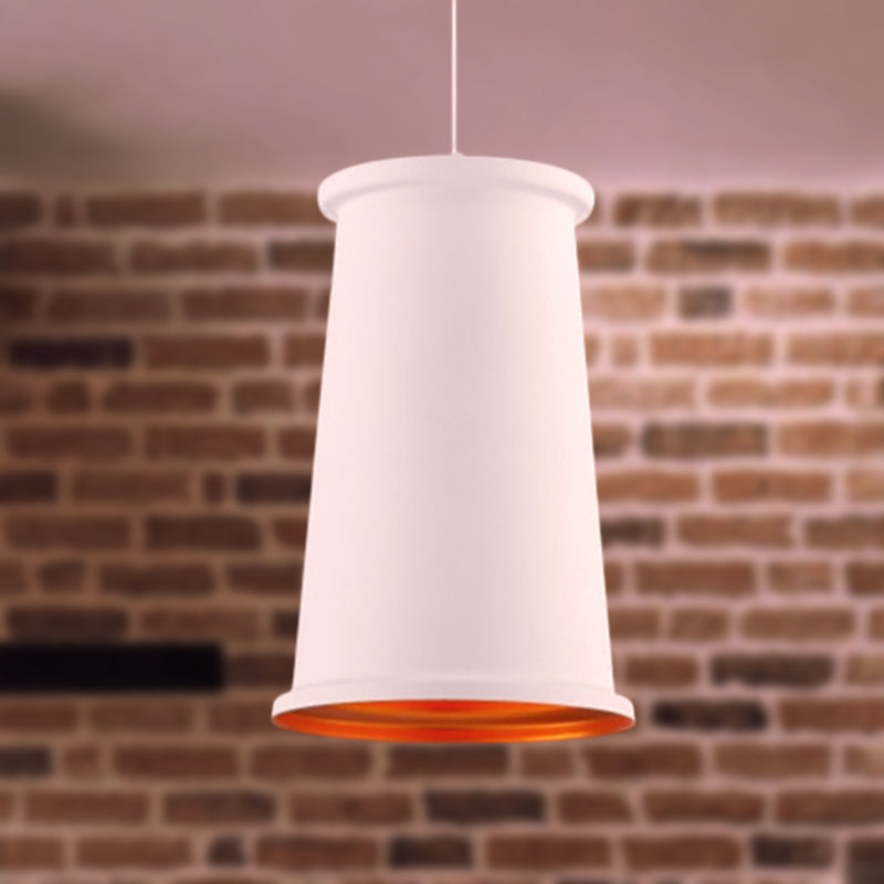 Vintage Style Pendant Light With Metallic Tapered Shade - 1 Bulb Suspension For Dining Room In