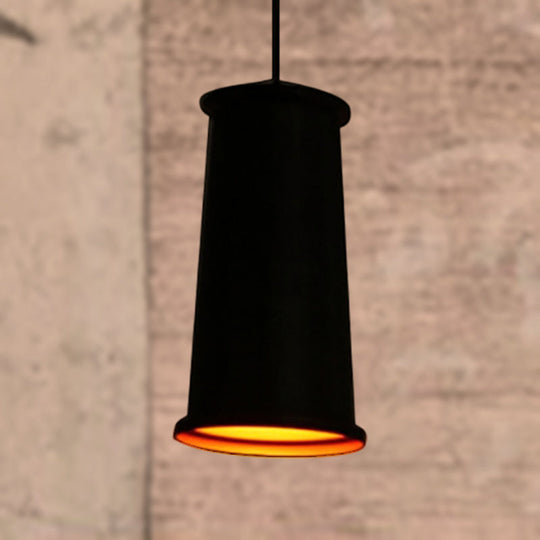 Vintage Style Pendant Light with Metal Shade | 1 Bulb Suspension Lighting for Dining Room in Black/White/Bronze