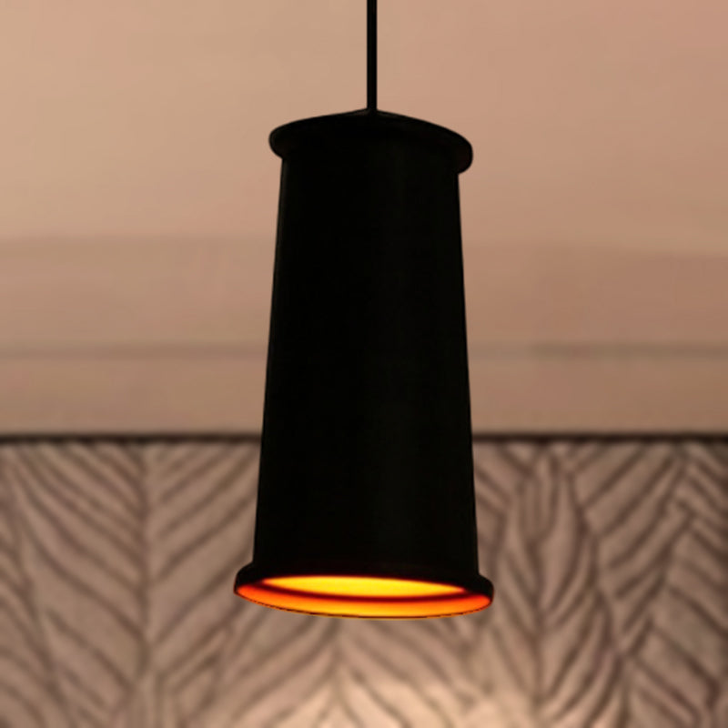 Vintage Style Pendant Light with Metal Shade | 1 Bulb Suspension Lighting for Dining Room in Black/White/Bronze