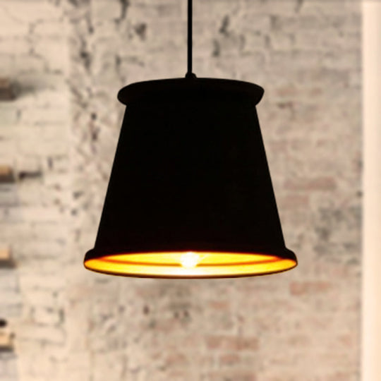 Vintage Style Pendant Light with Metal Shade | 1 Bulb Suspension Lighting for Dining Room in Black/White/Bronze