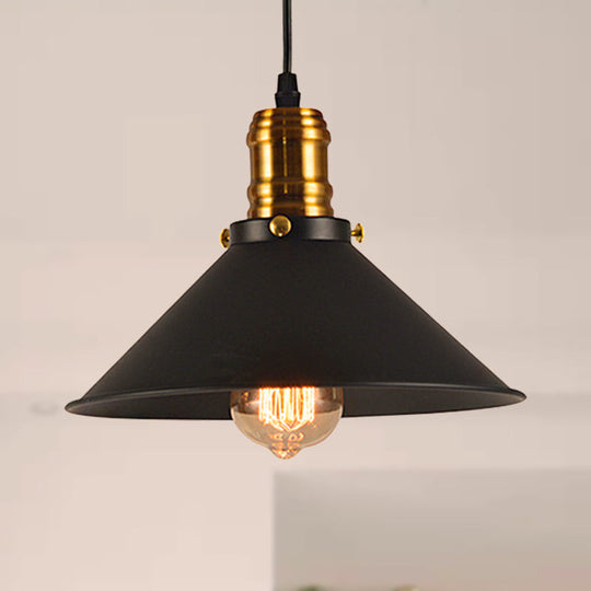 Vintage Cone Metal Ceiling Pendant Light - 1/2/3-Pack, Black, Stylish Design - 10"/12"/14" Width