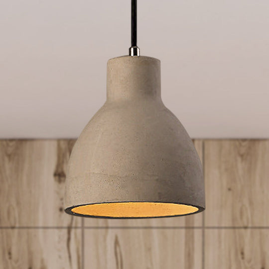 Adjustable Cord Industrial Pendant Lighting In Grey - 6.5/8.5/10.5 Diameter Barn/Cylinder/Dome Shape