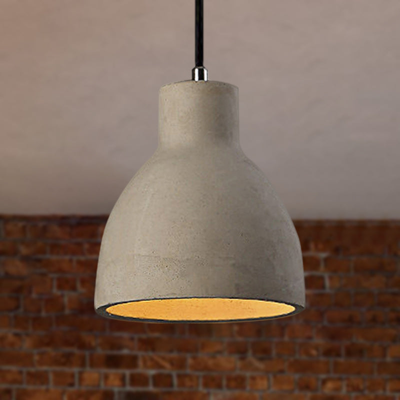 Adjustable Cord Industrial Pendant Lighting In Grey - 6.5/8.5/10.5 Diameter Barn/Cylinder/Dome Shape