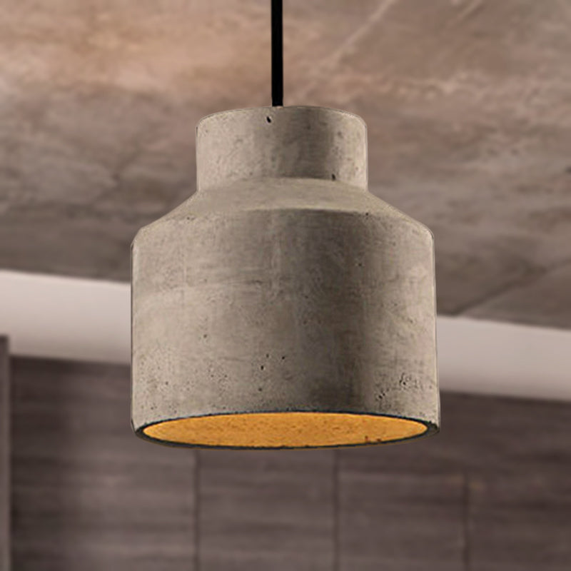 Adjustable Cord Industrial Pendant Lighting In Grey - 6.5/8.5/10.5 Diameter Barn/Cylinder/Dome Shape