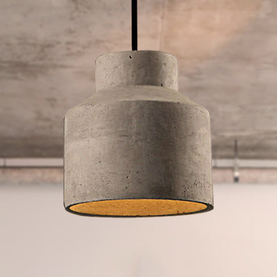 Adjustable Cord Industrial Pendant Lighting In Grey - 6.5/8.5/10.5 Diameter Barn/Cylinder/Dome Shape