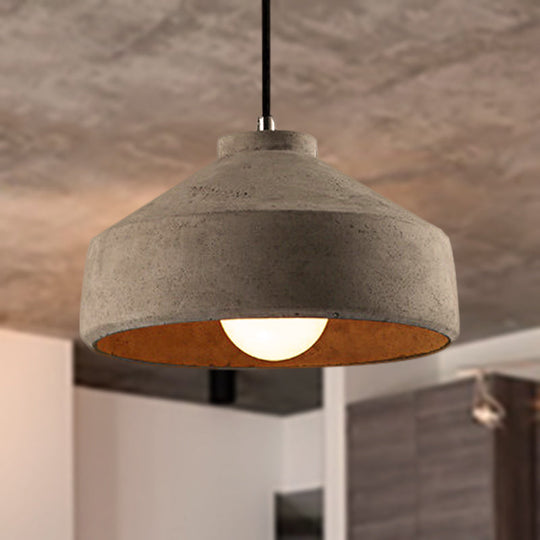 Adjustable Cord Industrial Pendant Lighting In Grey - 6.5/8.5/10.5 Diameter Barn/Cylinder/Dome Shape