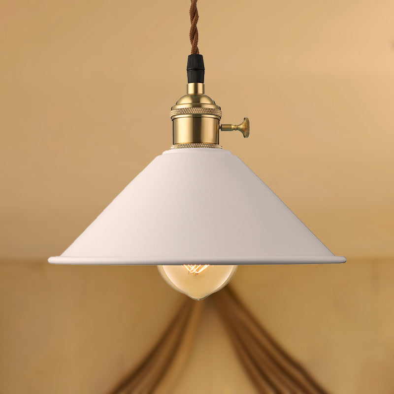 Industrial Style Conic Shade Ceiling Light With Gray/White/Pink Pendant Design White