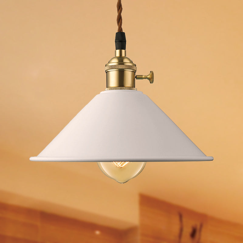 Industrial Style Metal Conic Shade Dining Room Ceiling Light Fixture - 1 Light Gray/White/Pink Pendant Lighting