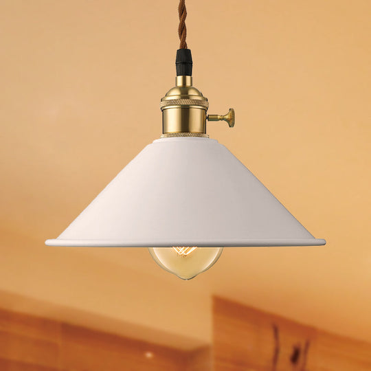 Industrial Style Metal Conic Shade Dining Room Ceiling Light Fixture - 1 Light Gray/White/Pink Pendant Lighting