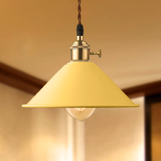 Industrial Style Metal Conic Shade Dining Room Ceiling Light Fixture - 1 Light Gray/White/Pink Pendant Lighting