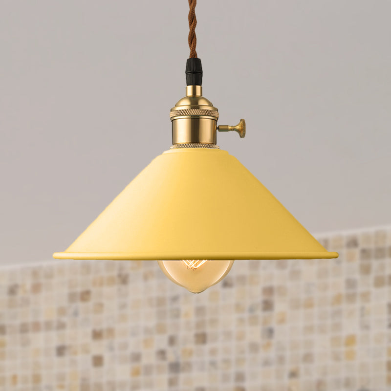 Industrial Style Conic Shade Ceiling Light With Gray/White/Pink Pendant Design