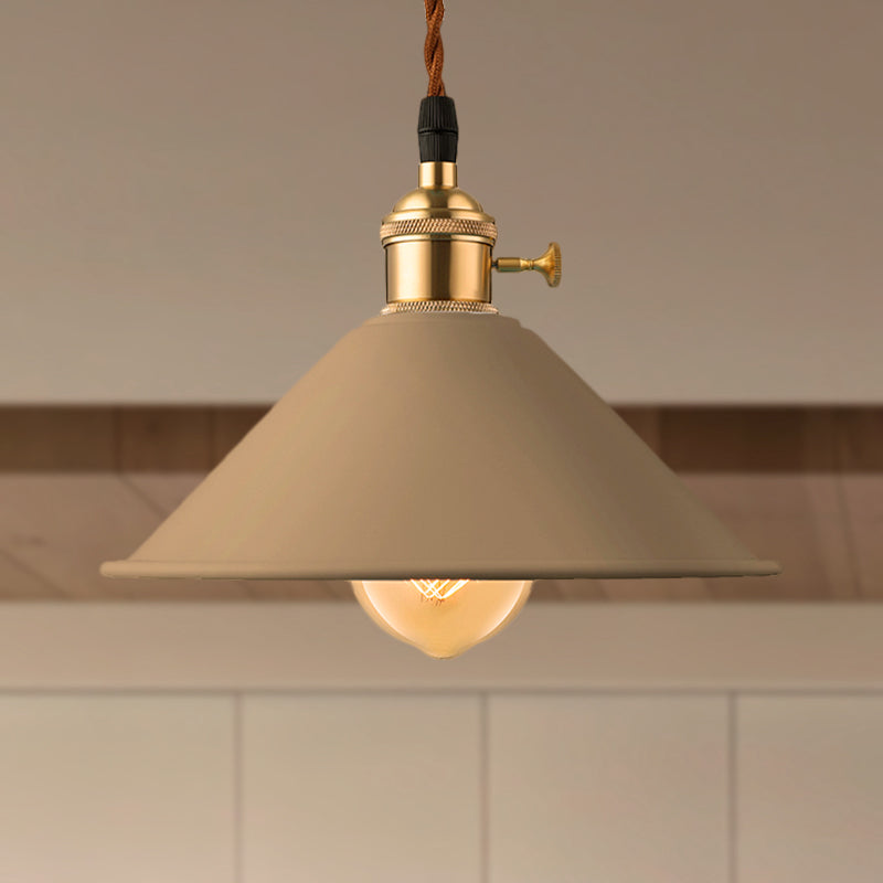 Industrial Style Conic Shade Ceiling Light With Gray/White/Pink Pendant Design