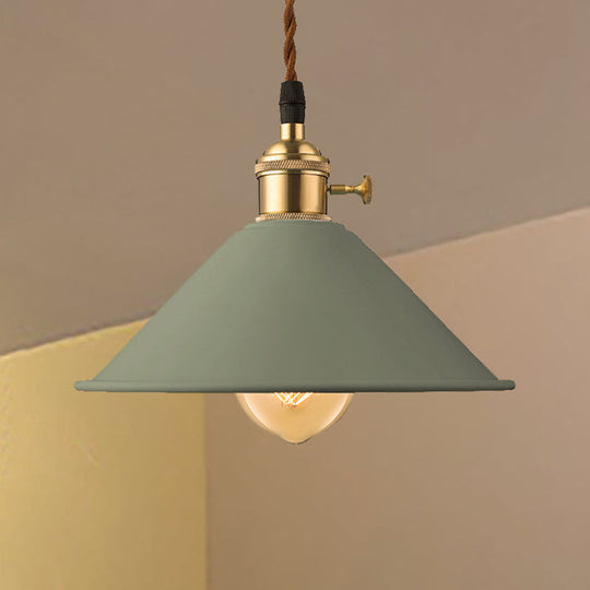 Industrial Style Metal Conic Shade Dining Room Ceiling Light Fixture - 1 Light Gray/White/Pink Pendant Lighting