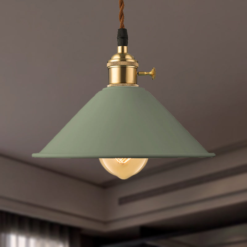 Industrial Style Conic Shade Ceiling Light With Gray/White/Pink Pendant Design