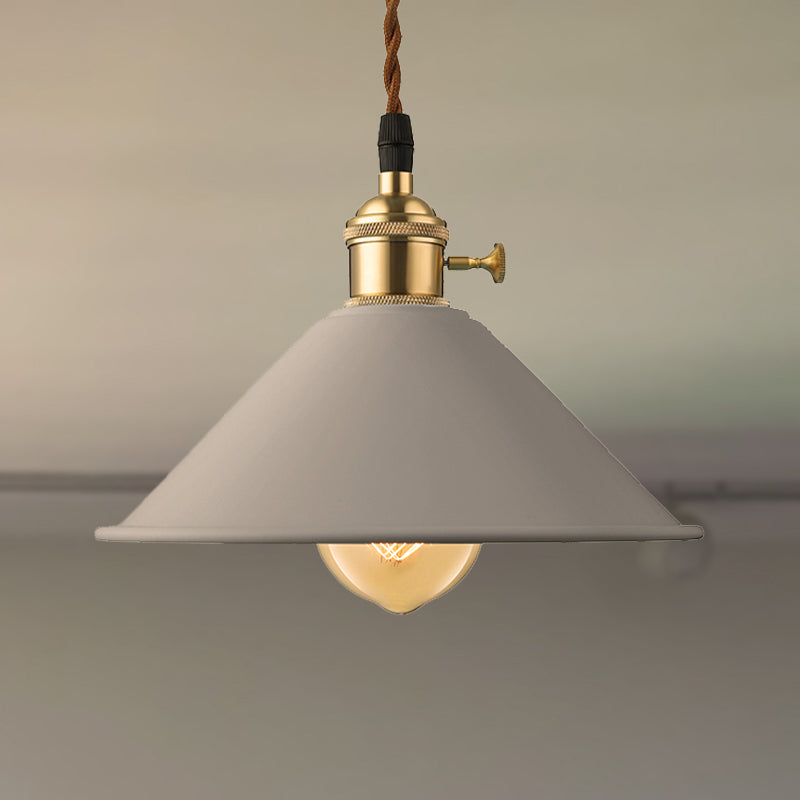 Industrial Style Conic Shade Ceiling Light With Gray/White/Pink Pendant Design