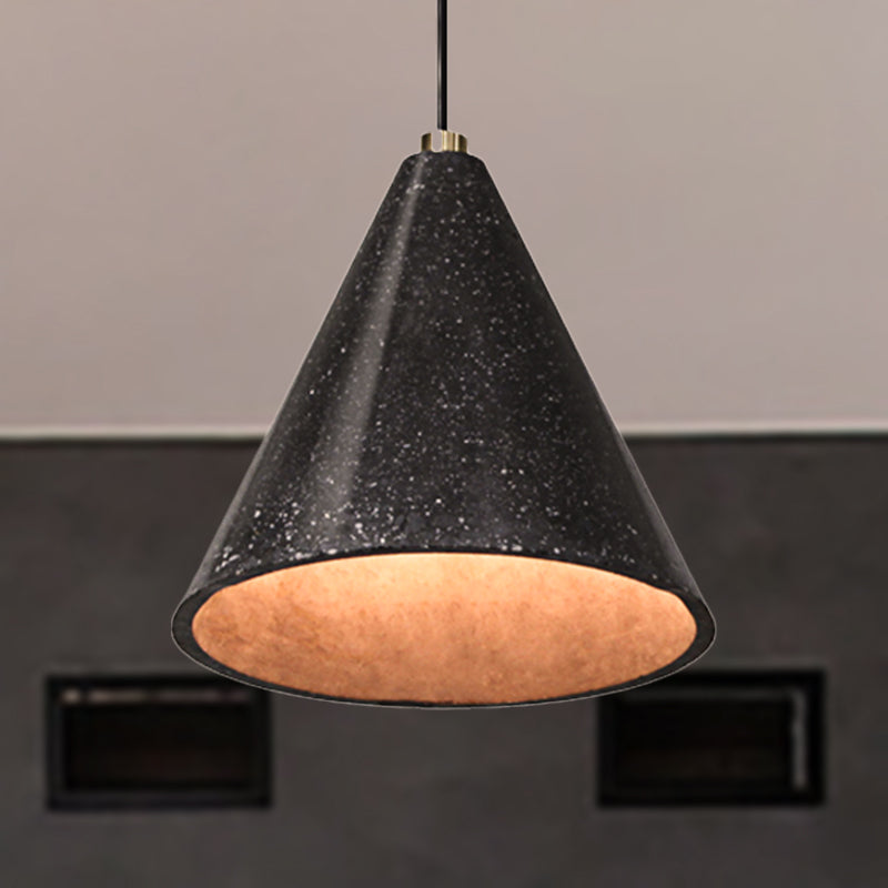 Industrial 1-Light Pendant Lamp With Terrazzo Design Black