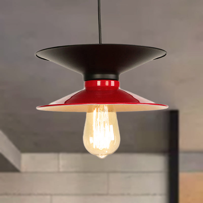 Retro Double Cone Metal Ceiling Pendant Light - Stylish 1-Light Fixture for Dining Room in Black & White