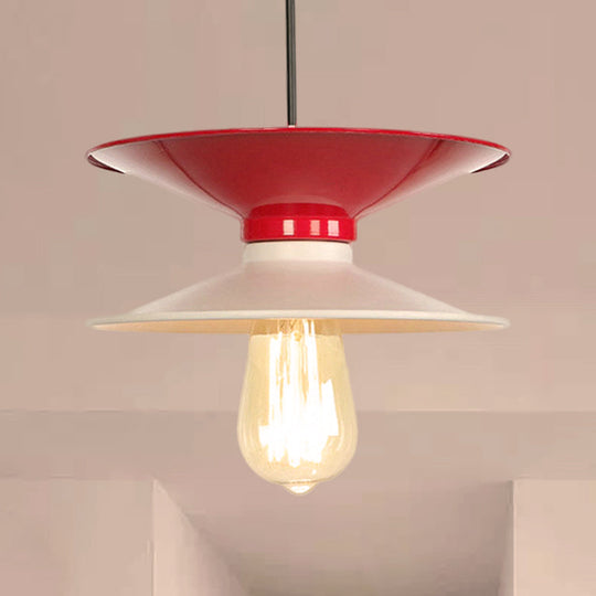 Retro Stylish Double Cone Metal Ceiling Fixture Pendant Light Black & White White-Red