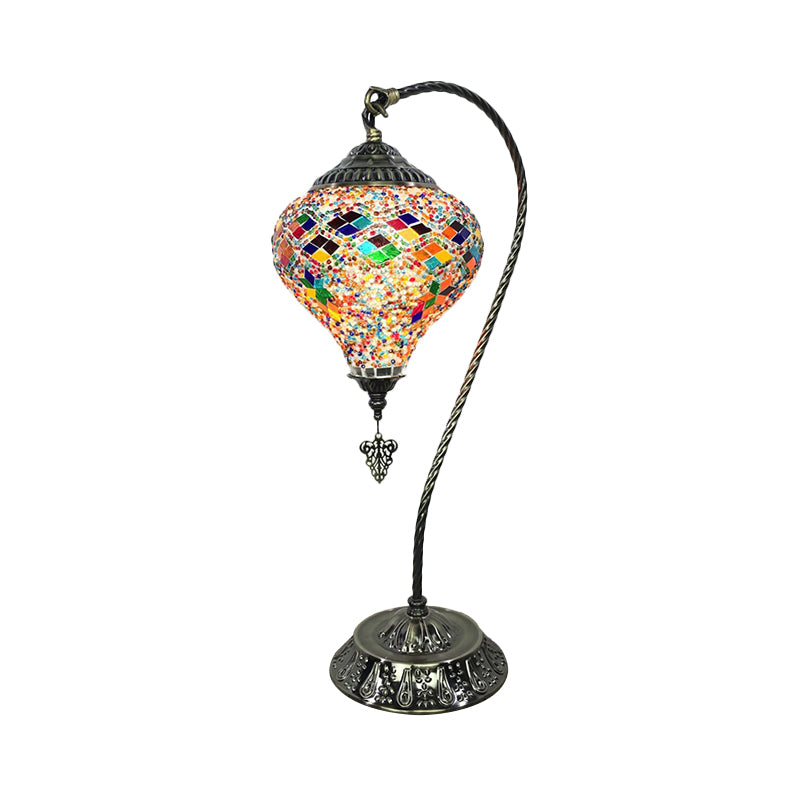 Antique Droplet Glass Shade Restaurant Table Lamp With Colorful Bulb