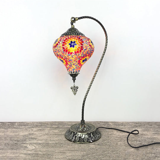 Antique Droplet Glass Shade Restaurant Table Lamp With Colorful Bulb