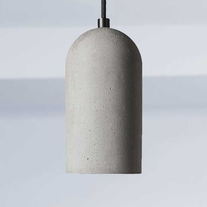 Antique Style Gray Cement Pendant Light - 1 Cylinder Shade Hanging Lamp For Living Room Grey