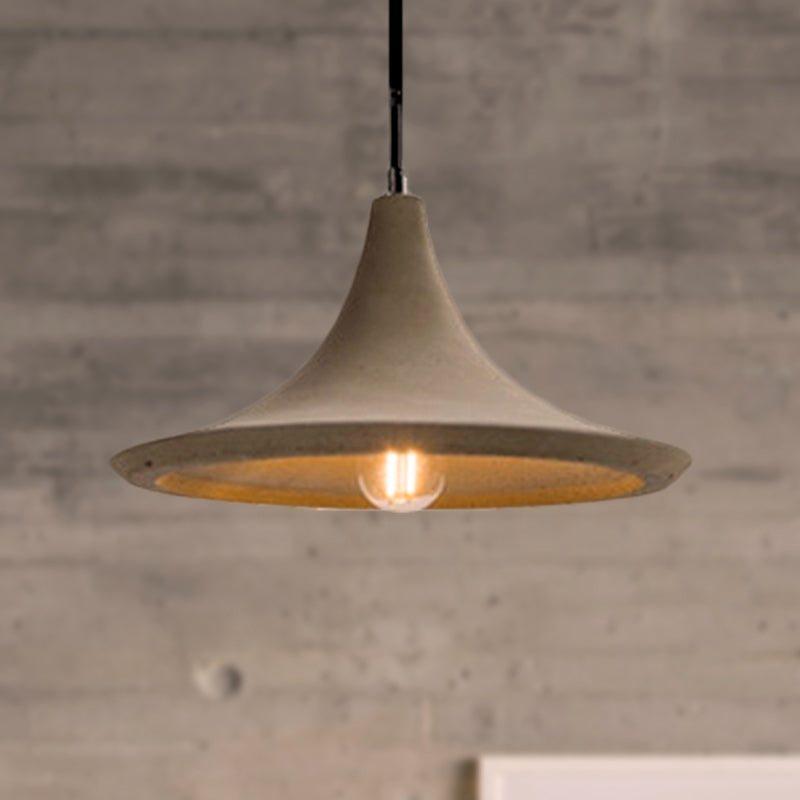 Vintage Style Grey Cement Head Pendant Lamp For Restaurant Ceiling - Flared Shade Design