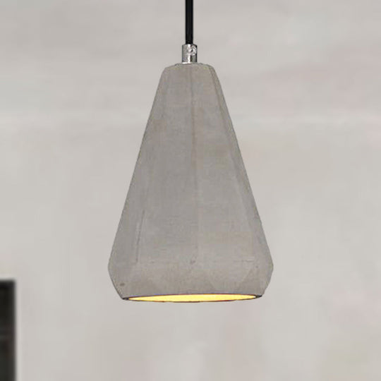 Industrial Conical Pendant Light - Gray Cement Finish, Minimalist Kitchen Hanging Fixture