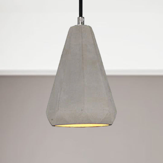 Industrial Conical Pendant Light - Gray Cement Finish, Minimalist Kitchen Hanging Fixture