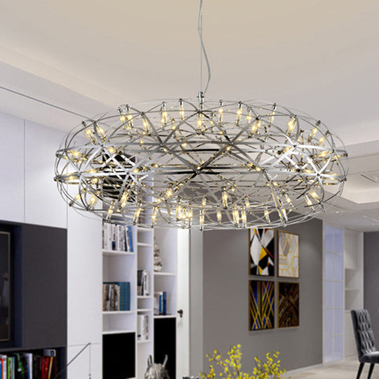 Modern Chrome Disc Chandelier 16/21 With Led Lighting Stainless Steel Hanging Lamp In Warm Or White