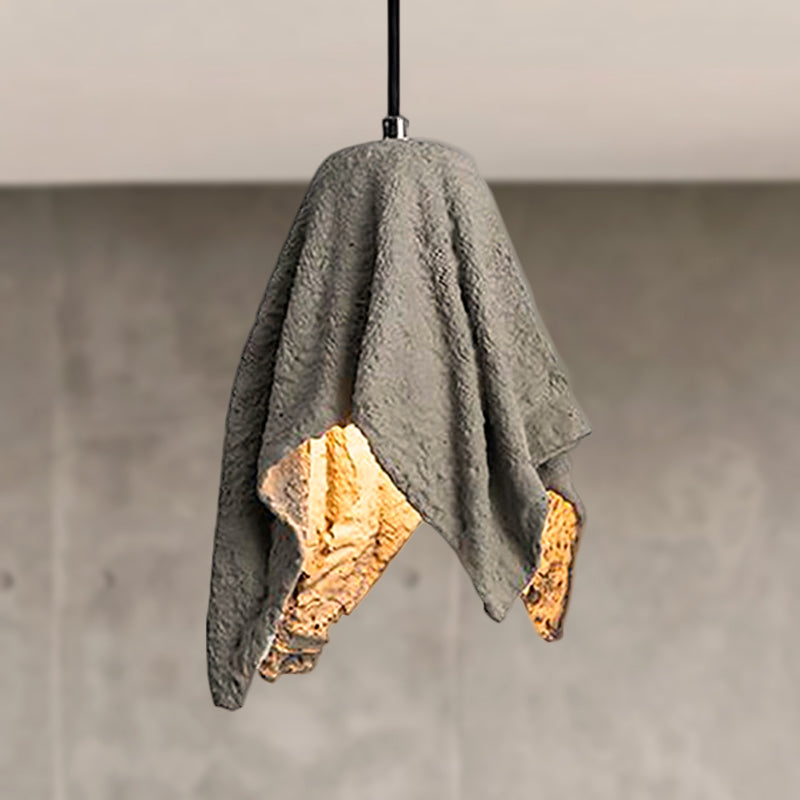 Industrial Style Grey Cement Pendant Light: Ripple/Barrel/Loving Heart Shade, 1-Light Fixture for Dining Room