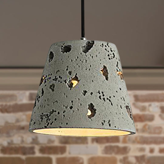 Industrial Style Grey Cement Pendant Light: Ripple/Barrel/Loving Heart Shade, 1-Light Fixture for Dining Room