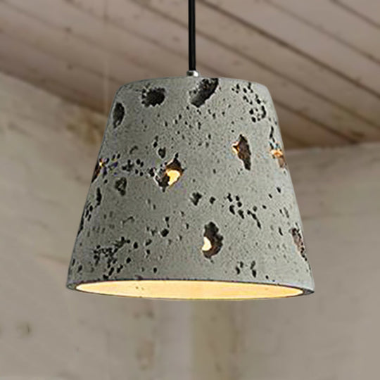 Industrial Style Grey Cement Pendant Light: Ripple/Barrel/Loving Heart Shade, 1-Light Fixture for Dining Room