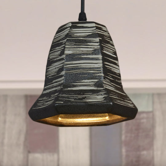 Industrial Ceramic Pendant Light in Grey for Restaurant with Barrel/Bell/Urn Shade