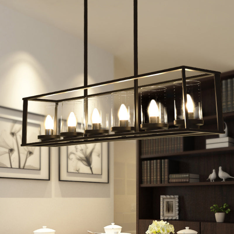 Classic Black Island Pendant Lights For Dining Room With Clear Glass Shade (5/6 Lights) 6 /