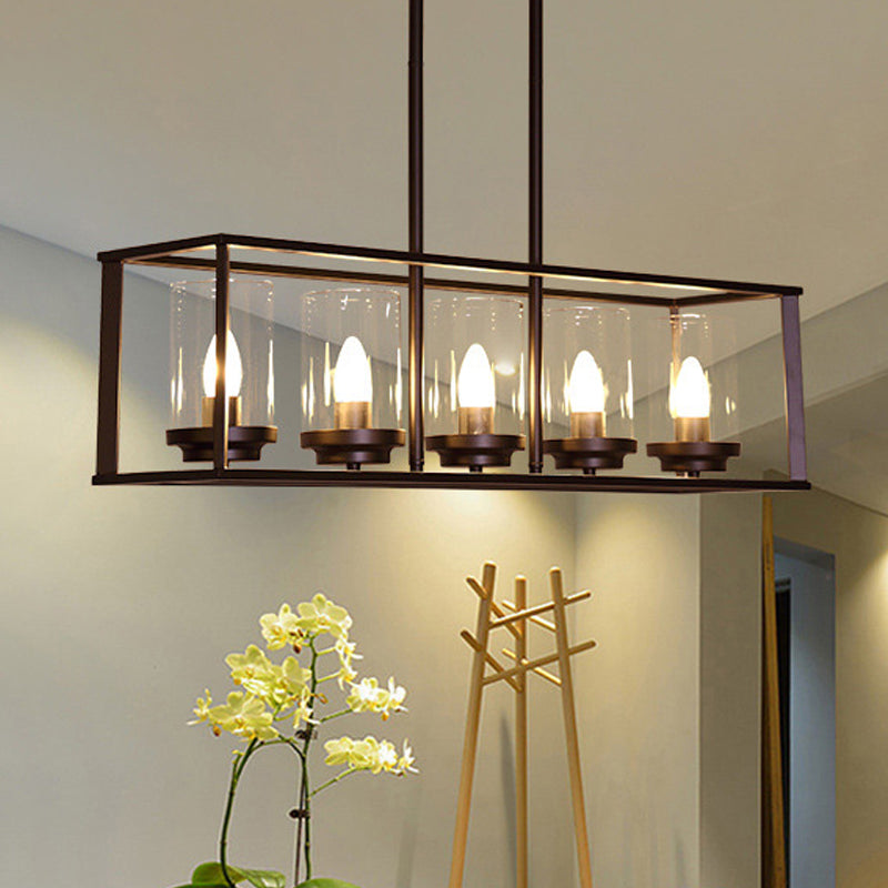 Classic Black Island Pendant Lights For Dining Room With Clear Glass Shade (5/6 Lights) 5 /