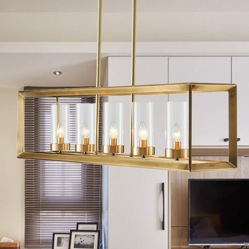 Gold Pendant Island Lights With Clear Glass Shades - Perfect For Dining Rooms 5 /